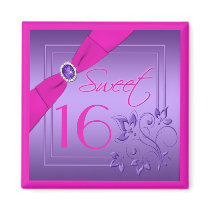 Pink and Purple Floral Sweet Sixteen Magnet
