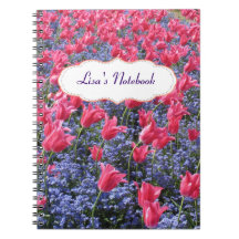 Pink and purple flower field spiral notebook