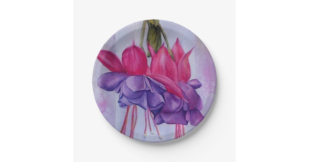 pink and purple fuschia flower paper plates zazzle pink flower paper plates