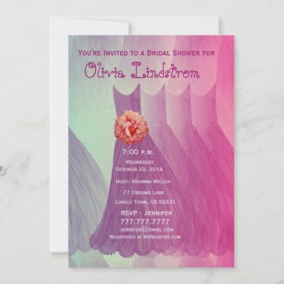 Dresses  Wedding Shower on Pink And Purple Gowns Bridal Shower Invitation From Zazzle Com