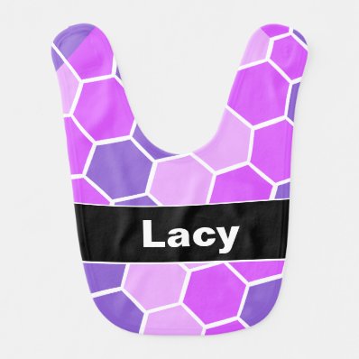 Pink and Purple Hex Pattern Baby Bibs