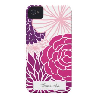 Pink and Purple Mod Floral iPhone 4 Cases