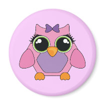 Pink and Purple Owl Magnet magnets