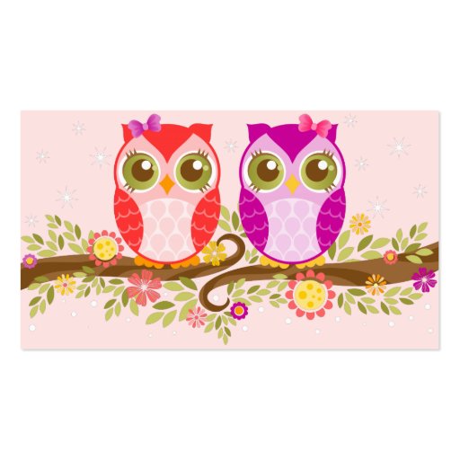 Pink and Purple Owls - Diaper Raffle Ticket Business Card Template (back side)