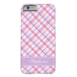 Pink and Purple Plaid Pattern Barely There iPhone 6 Case