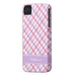 Pink and Purple Plaid Pattern iPhone 4 Covers