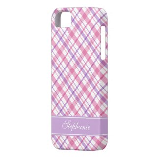 Pink and Purple Plaid Pattern iPhone 5 Cases