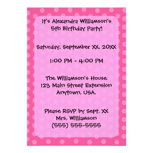 Pink and Purple Polka Dot Panda Birthday Party Personalized Announcements