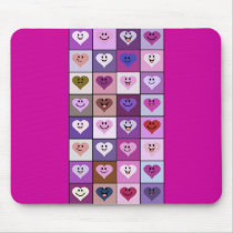 Pink and Purple Smiley Hearts Mousepad