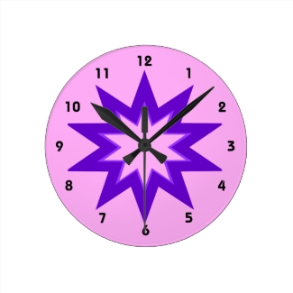 Pink and Purple Star Clock