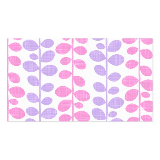 Pink and Purple Vines Calling Cards Business Card Template (back side)