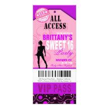 Pink and Purple VIP Sweet 16 Ticket Party Custom Announcement