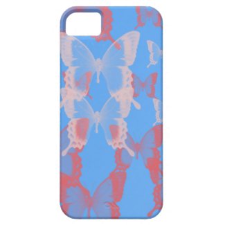 pink and red butterfly with blue background iPhone 5 cases