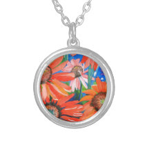 Pink and Red Coneflowers Pendant