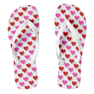 Pink and Red Heart Flip Flops
