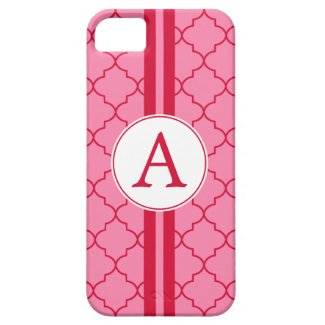 Pink and Red Monogram iPhone 5 Case