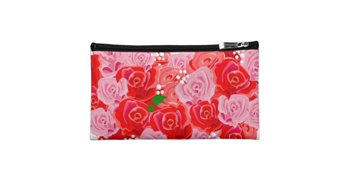 Pink and Red Roses Cosmetic Bag Zazzle