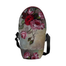 Pink and Red Roses Floral Mini Messenger Bag
