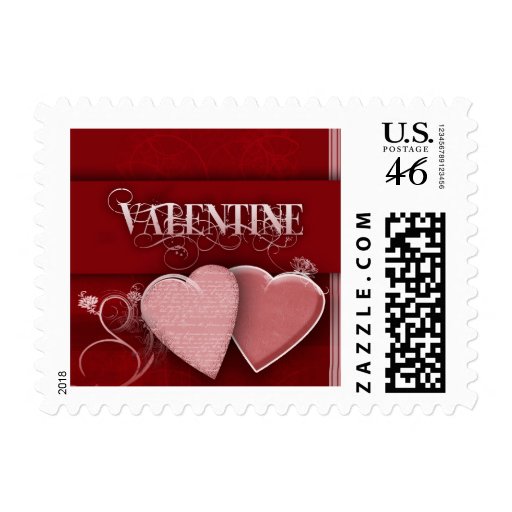 Pink and red Valentine Design Postage