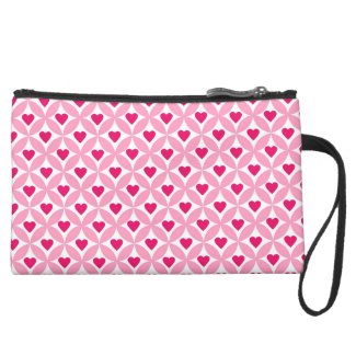 Pink and Red Valentine's Day Hearts Pattern Wristlet Purses