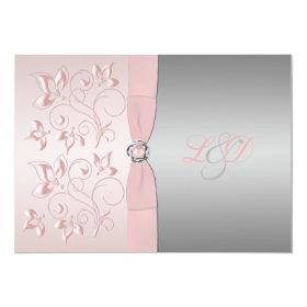 Pink and Silver Floral Monogrammed Invitation 5