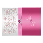 Pink and Silver Monogram Invitation