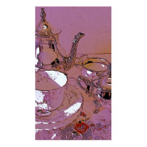 Pink and silver tea set business cards
