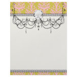pink and spring green damask personalized letterhead