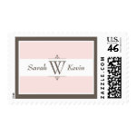 Pink and Taupe Monogram Postage Stamps stamp