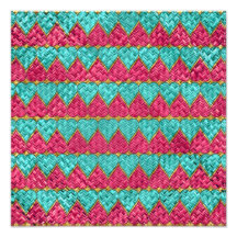 Pink And Teal Basket Weave Hearts