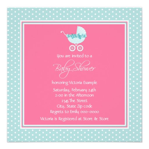Pink and Teal Blue Baby Shower Invitations