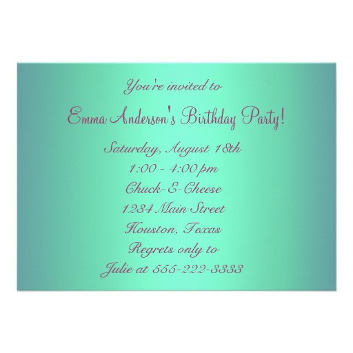 Pink and Teal Carousel Pony Birthday Party Custom Announcements