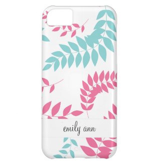 Pink and Teal Fern Foliage Pattern iPhone 5C Cover