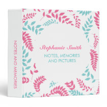 Pink and Teal Ferns Foliage Binder binders