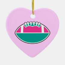 pink and teal football icon graphic christmas tree ornaments