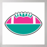 pink and teal football icon graphic posters