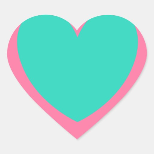 pink and teal heart design heart sticker Zazzle