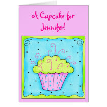 Pink and Turquiose Cupcake Card cards