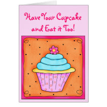 Pink and Turquoise Cupcake Card cards