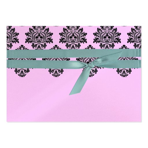 Pink and Turquoise Damask Table card Business Cards
