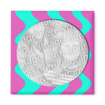 pink and turquoise photo frame fridge magnets