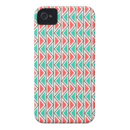Pink and Turquoise Triangle Aztec Tribal Pattern iPhone 4 Case