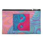 Pink and Turquoise Yin Yang Symbol Travel Accessory Bags
