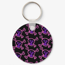 Pink and Violet Skull and Crossbones keychains