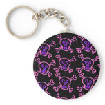 Pink and Violet Skull and Crossbones Keychains
