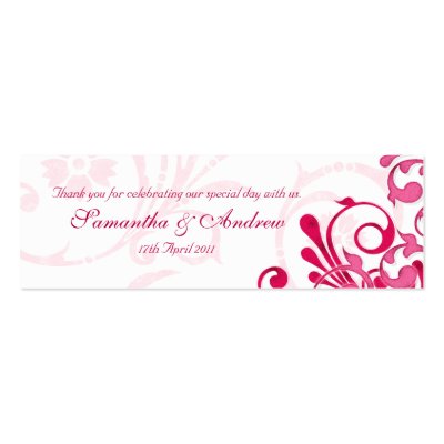 Pink and White Abstract Floral Favour Tags Business Card