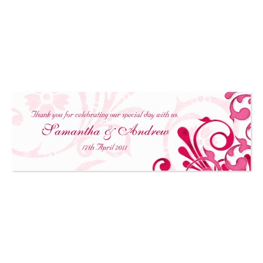 Pink and White Abstract Floral Favour Tags Business Card (front side)