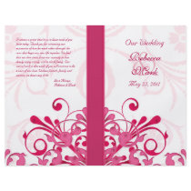 Pink and White Abstract Floral Wedding Program Custom Flyer