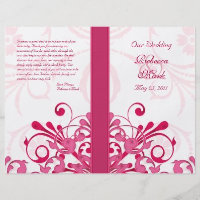 Pink and White Abstract Floral Wedding Program Custom Flyer