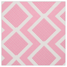 Pink and White Argyle Print Chevron Fabric